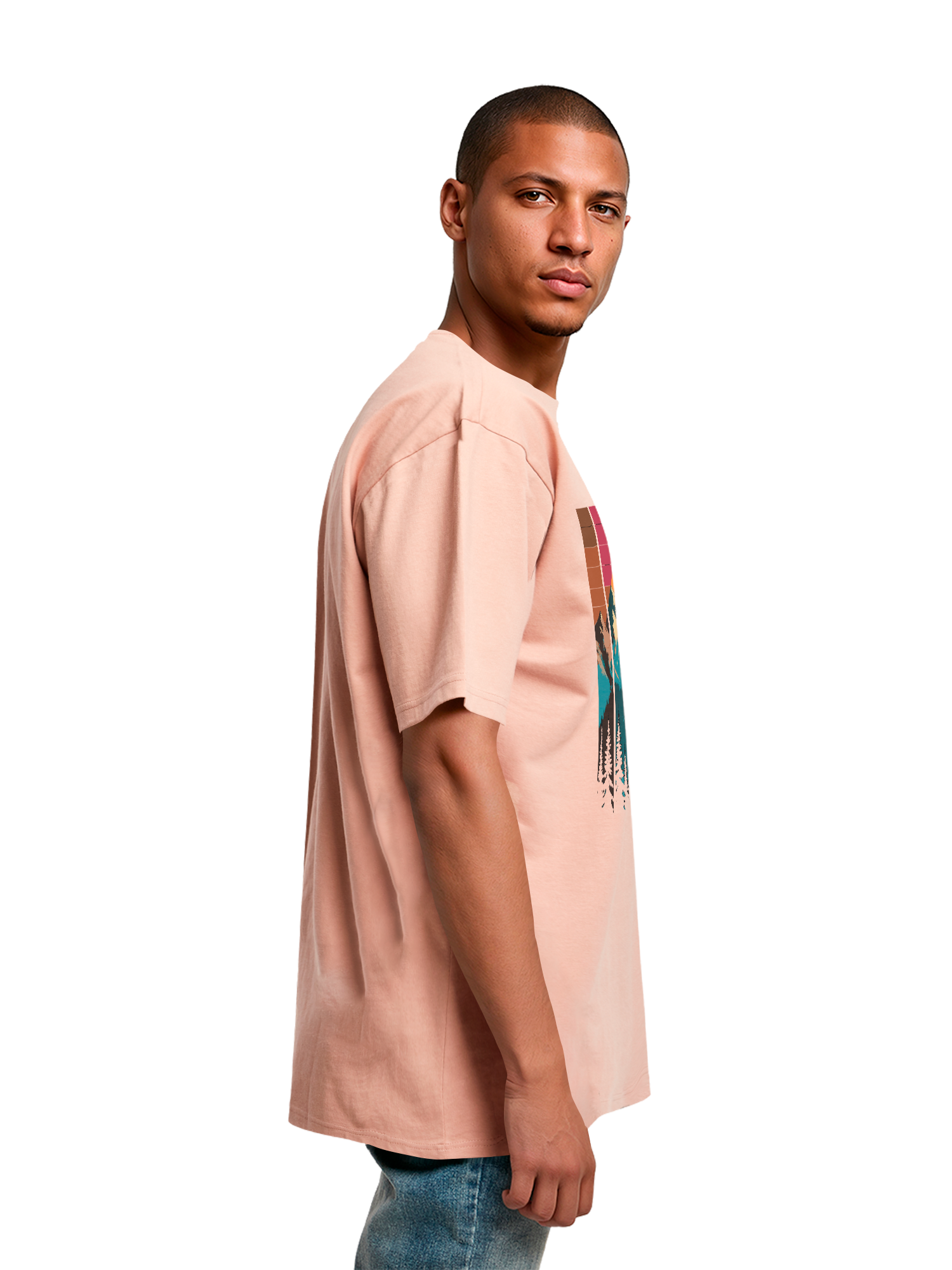 Mountain Sunset Retro Art T-shirt surdimensionné lourd