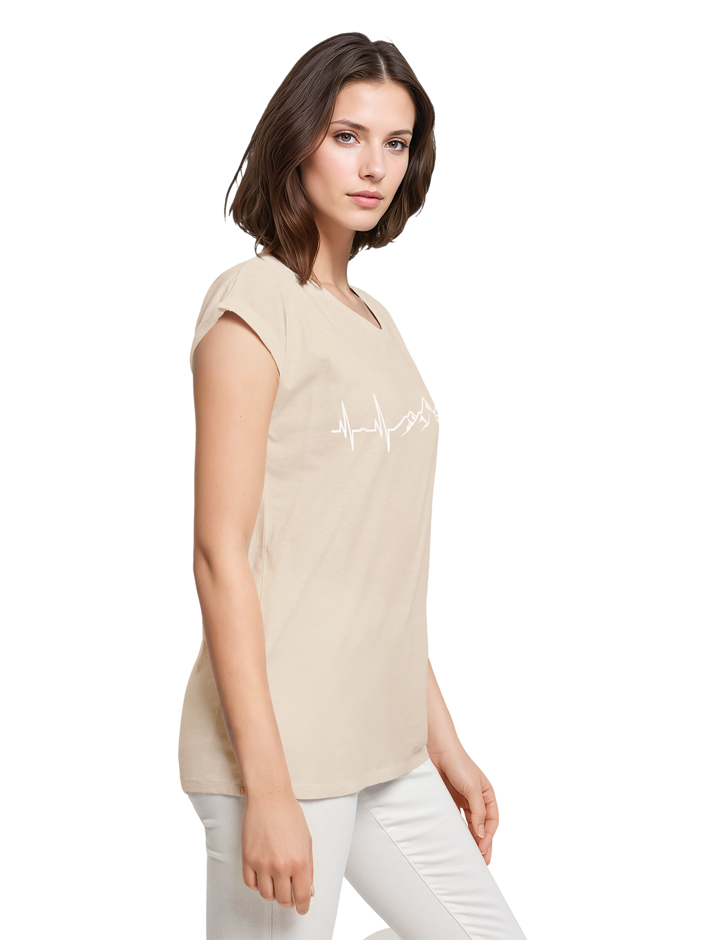 T-shirt pour dames de rythme cardiaque de montagne