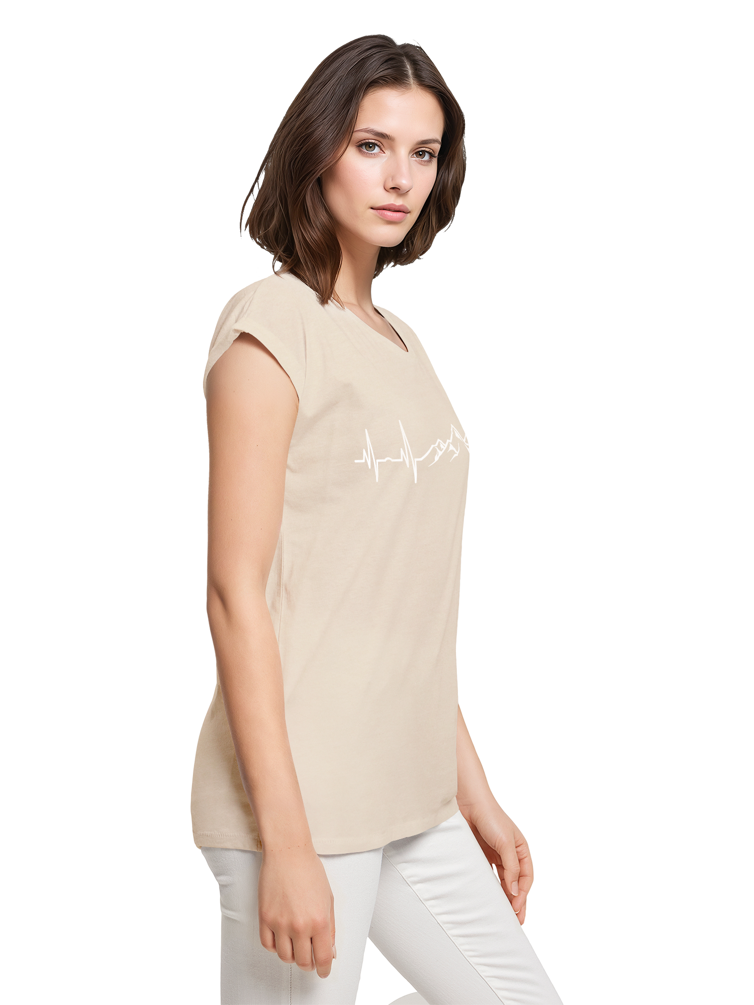 T-shirt pour dames de rythme cardiaque de montagne