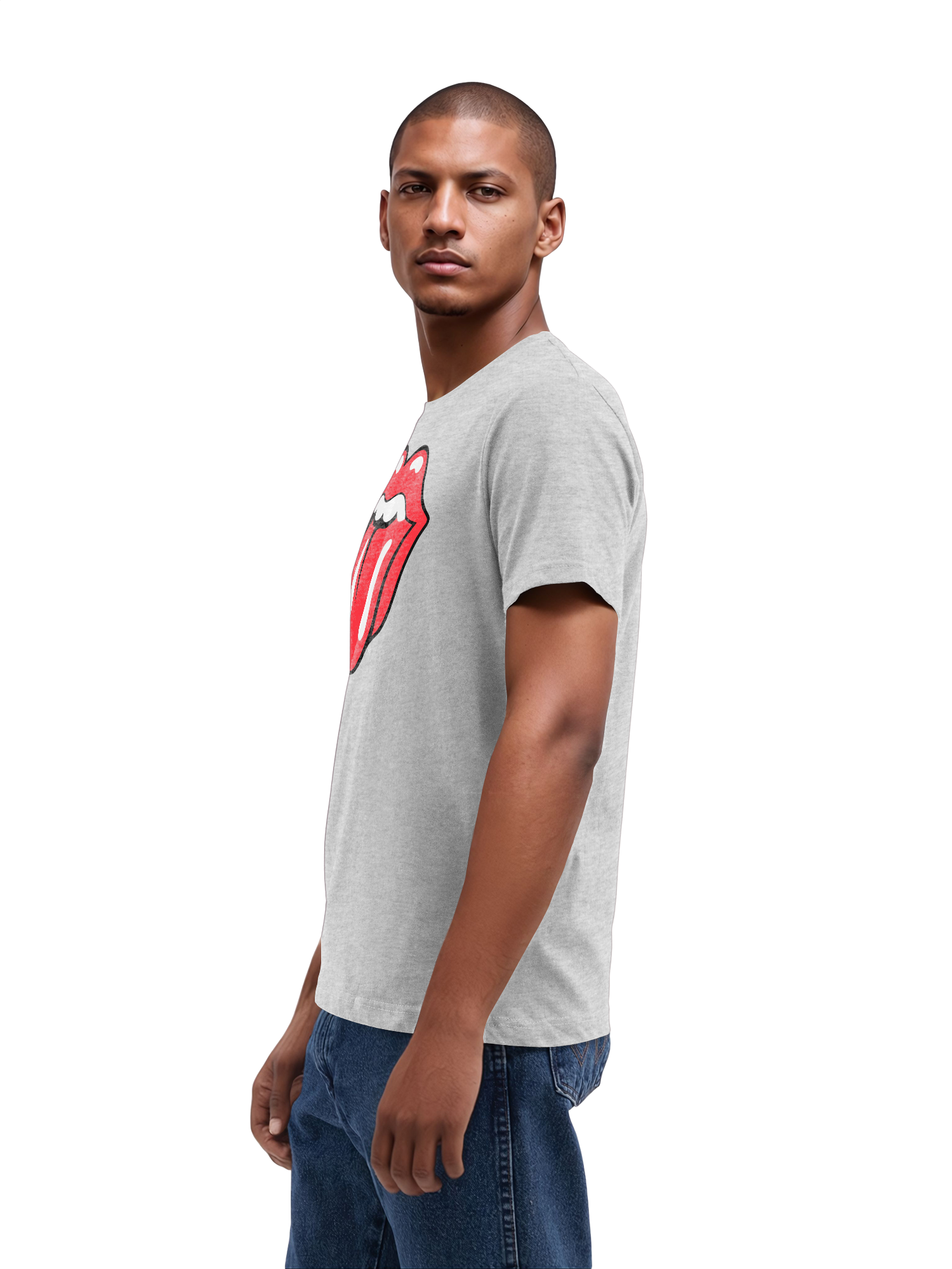 The Rolling Stones Classic Tongue Blk con Blanks verdaderos | Camiseta regular para hombres