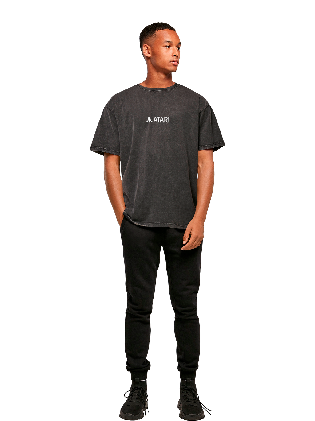 Atari Games Logo Retro Gaming Horizontal und Atari Gravitar Box Cover Acid Washed Oversize Tee