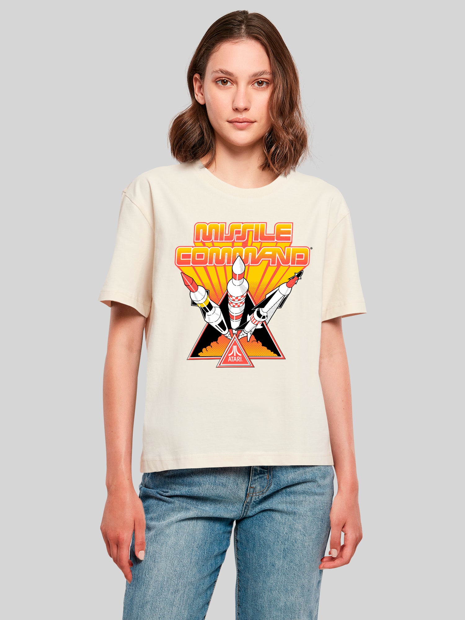 Missile Command Triple Shot Atari Retro Gaming Damen Alltags-T-Shirt