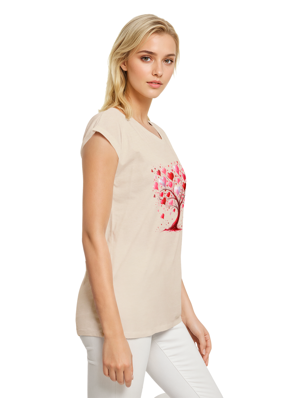 Heart Tree Weracolor Damas Camiseta de hombro extendido