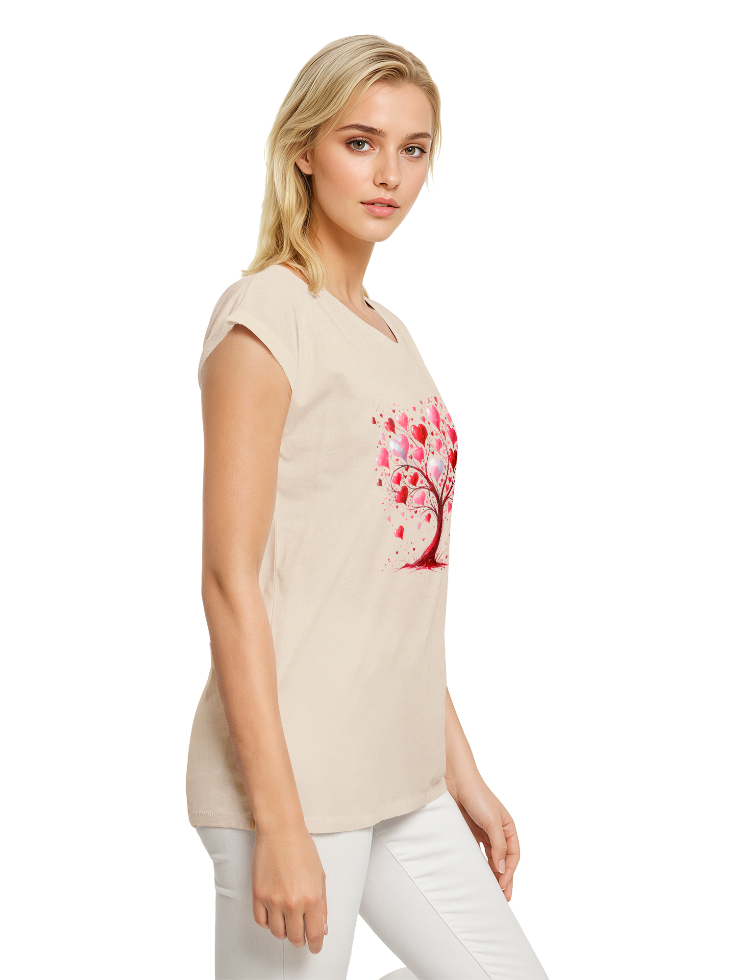 Herz Baum Aquarell Damen T-Shirt