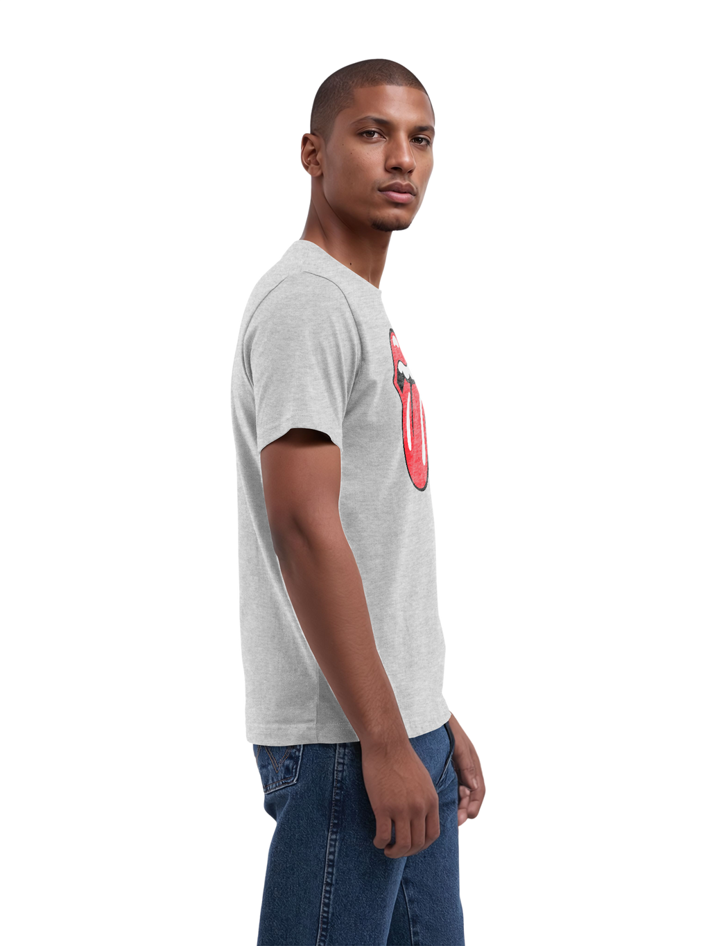 The Rolling Stones Classic Tongue Blk con Blanks verdaderos | Camiseta regular para hombres