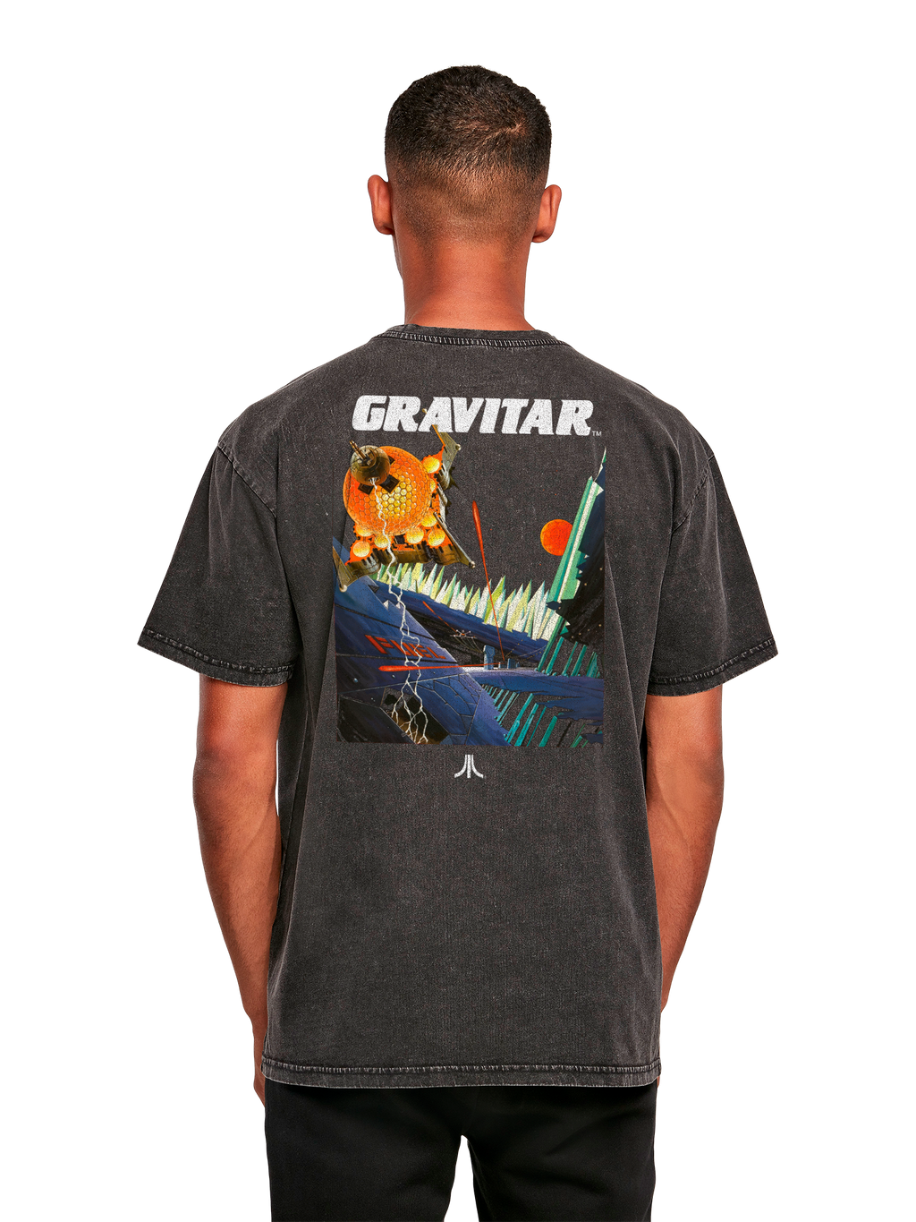 Atari Games Logo Retro Gaming Horizontal und Atari Gravitar Box Cover Acid Washed Oversize Tee