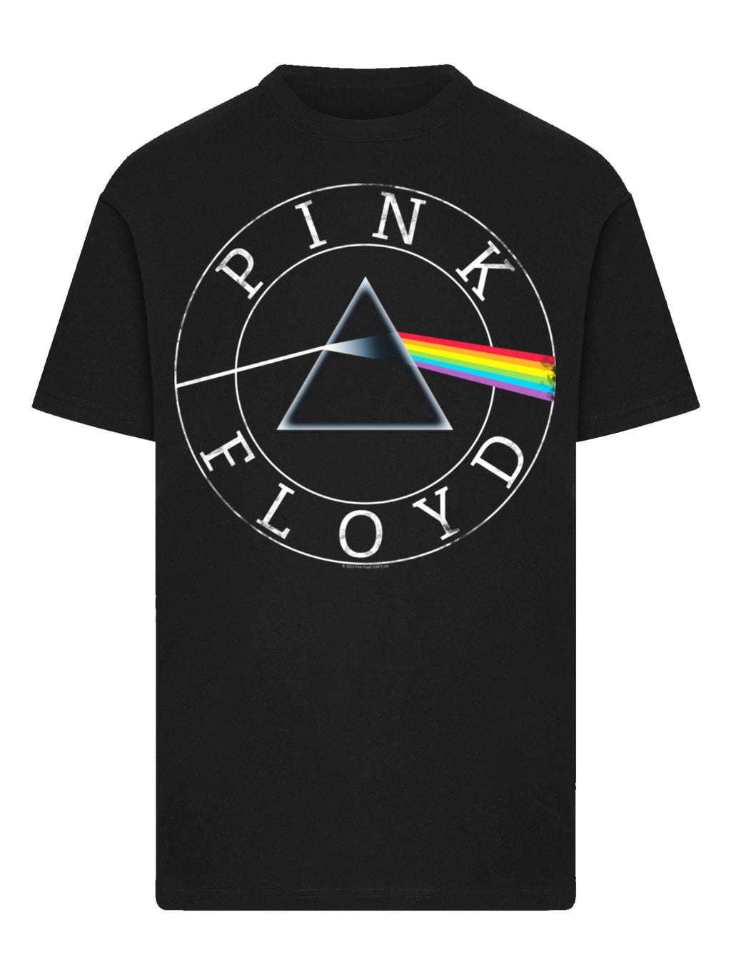 Pink Floyd Prism Circle logo con camiseta redonda de cuello