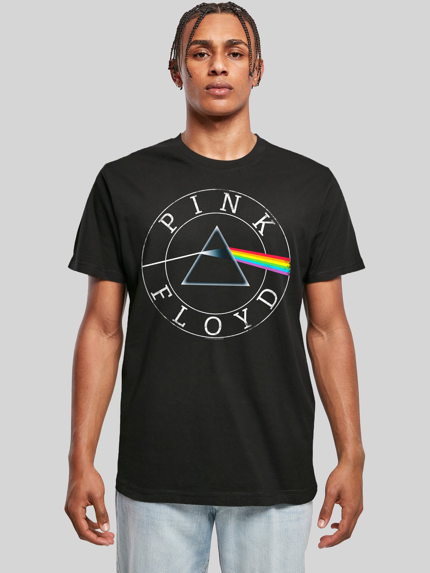 Pink Floyd Prism Circle logo con camiseta redonda de cuello