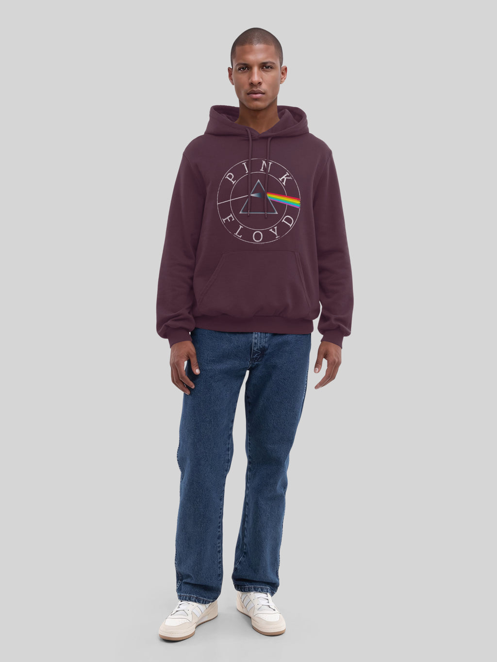 Pink Floyd Prism Circle logo con blancos verdaderos | Sudadera con capucha regular para hombres