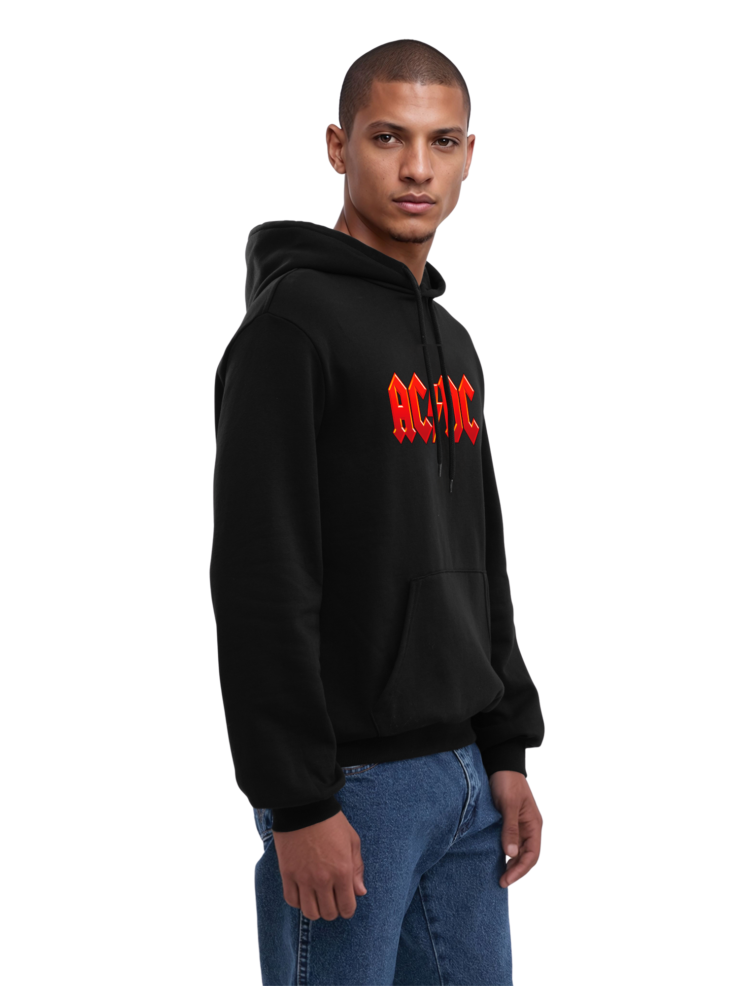 ACDC Logo rouge foncé avec de vraies blancs | Hoodie régulier pour hommes