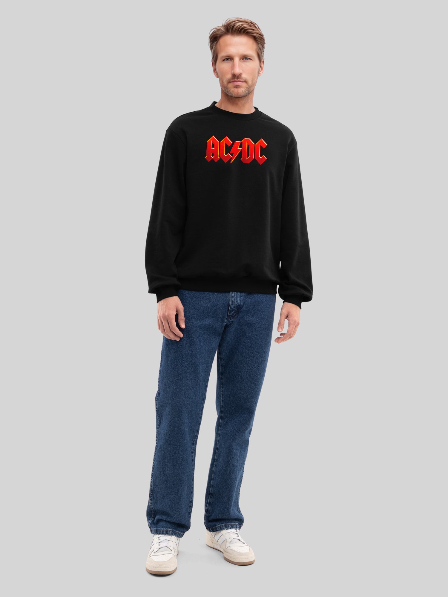 ACDC Logo rouge foncé avec de vraies blancs | Pull régulier pour hommes