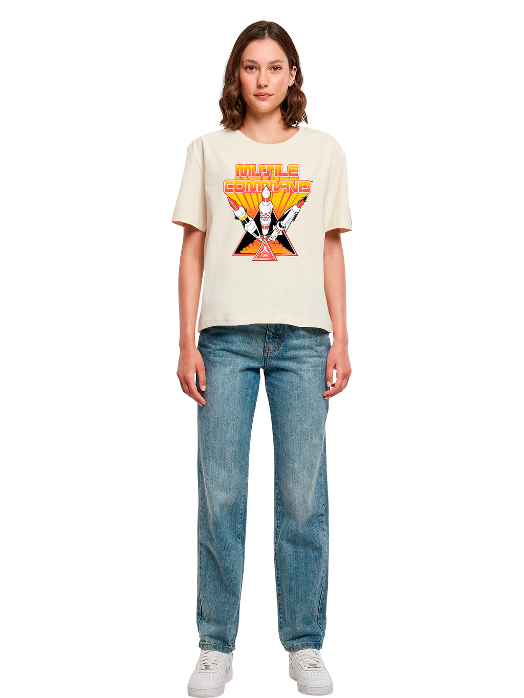 Missile Command Triple Shot Atari Retro Gaming Damen Alltags-T-Shirt