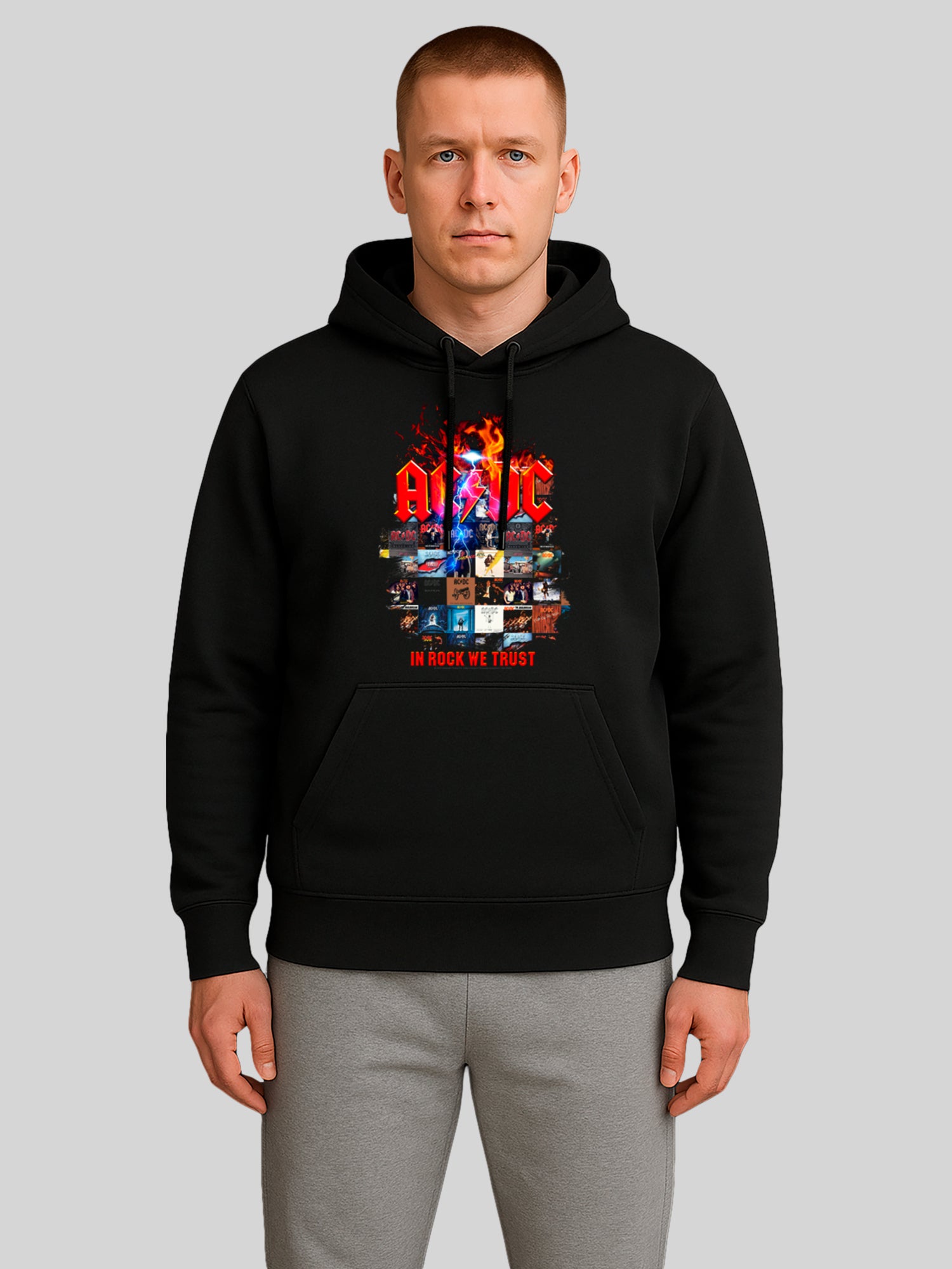 AC/DC In Rock We Trust Album Covers Men's Organic Hoodie