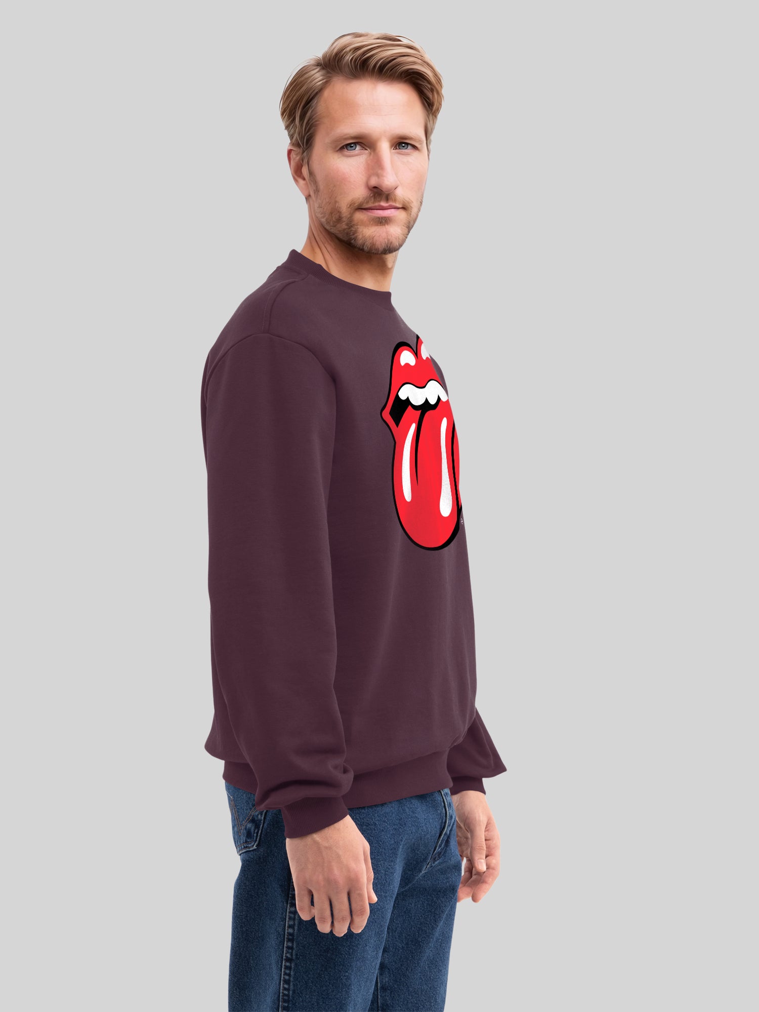 The Rolling Stones Classic Zungen BLK mit echten Blanks | Herrenpullover