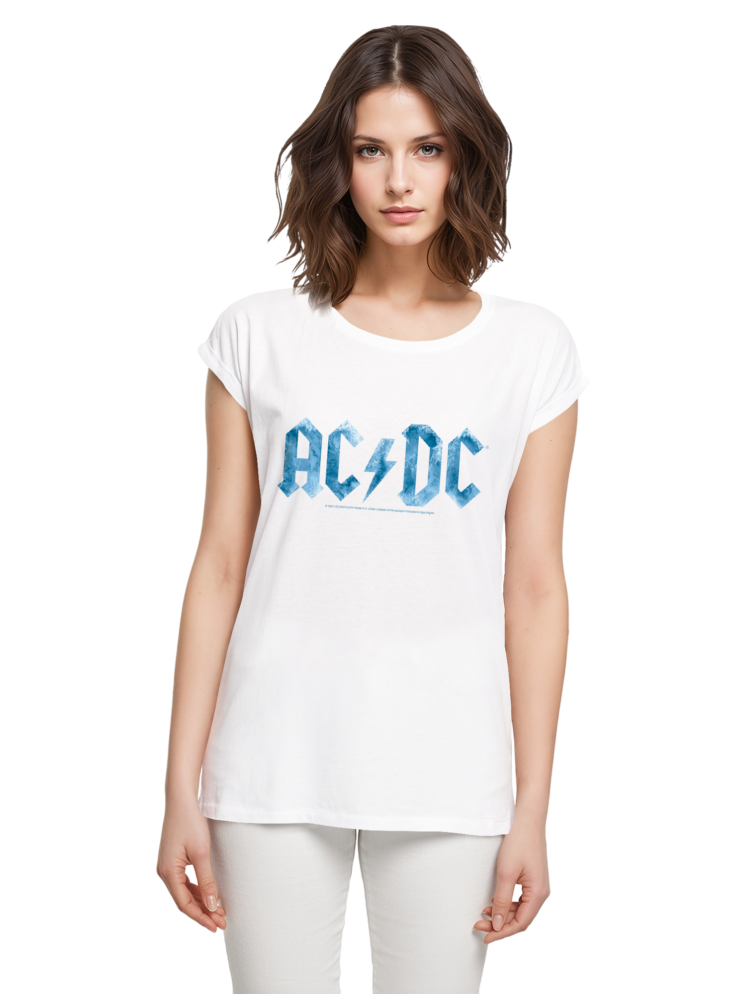 ACDC Blue Ice Logo Mesdames Tee étendu à l'épaule