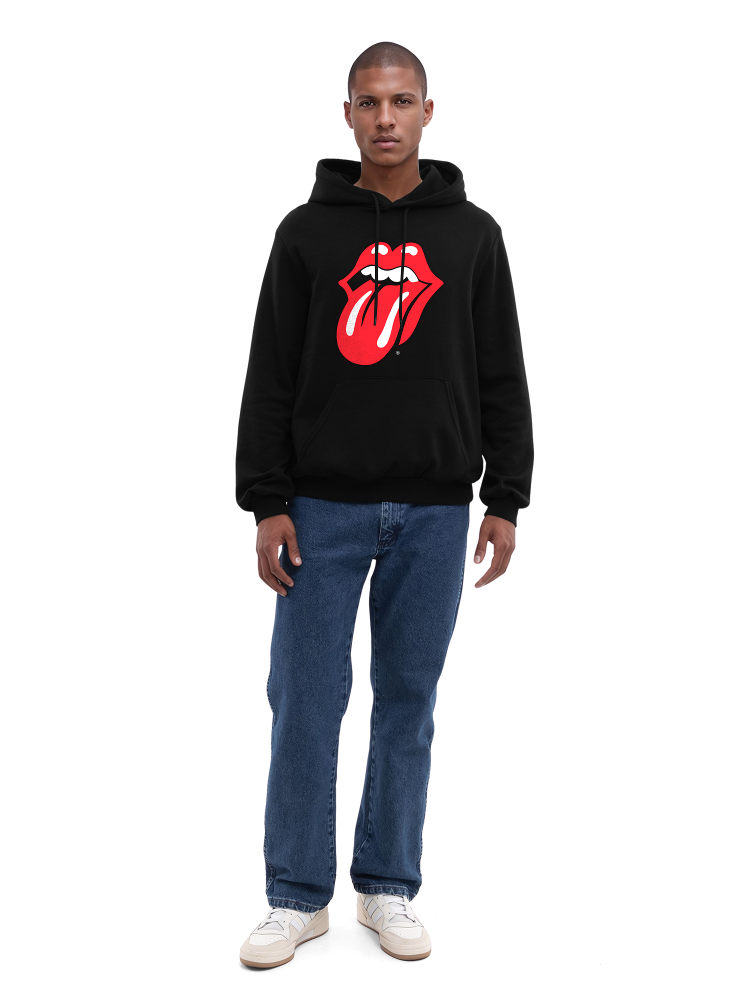 The Rolling Stones Classic Zungen BLK mit echten Blanks | Herren normaler Hoodie