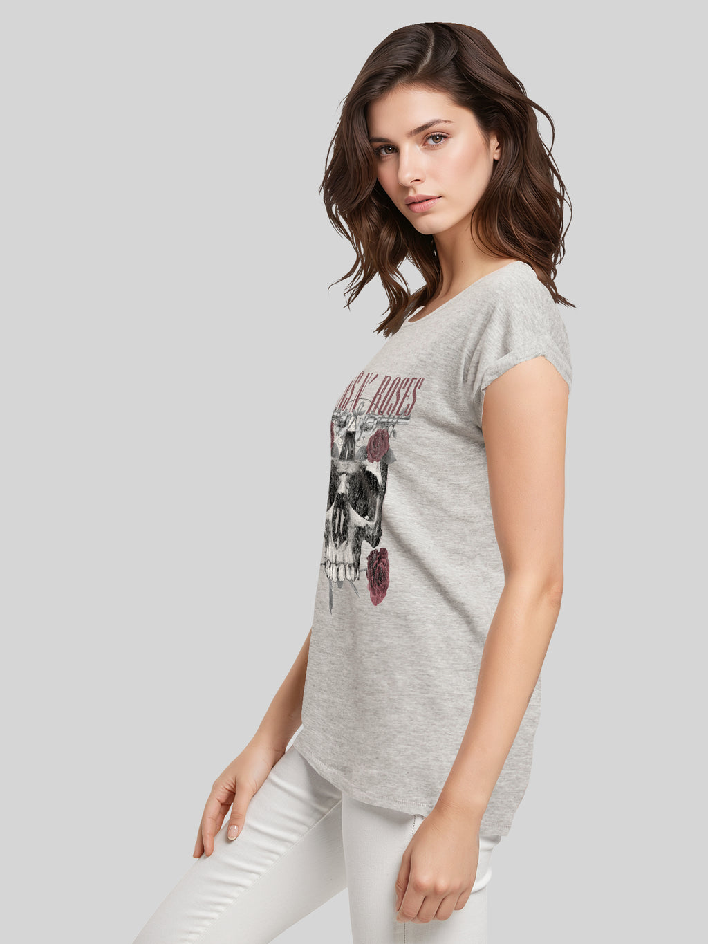 Guns N' Roses Damen T-Shirt mit Rosen-Totenkopf