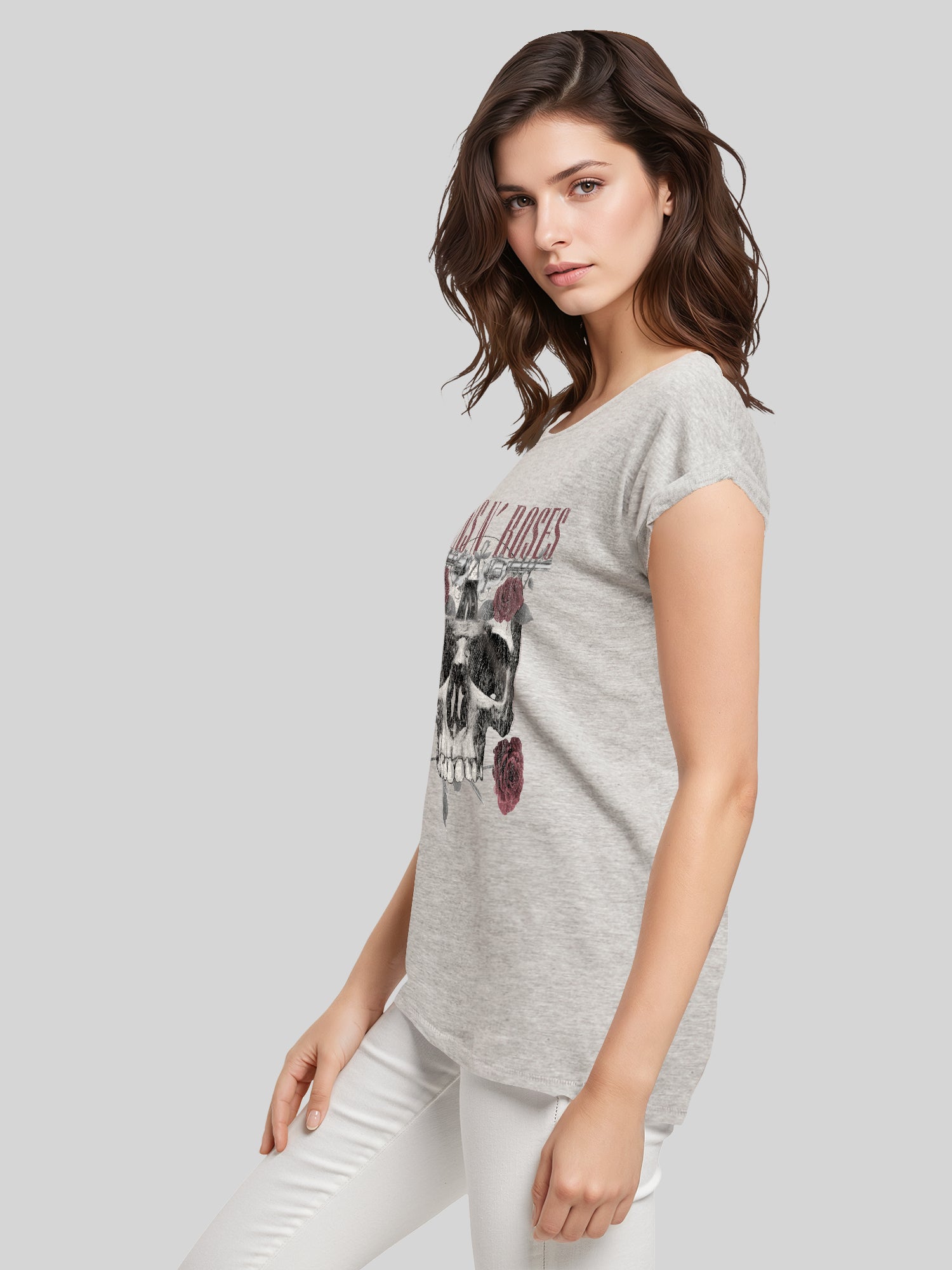 Guns N' Roses Damen T-Shirt mit Rosen-Totenkopf