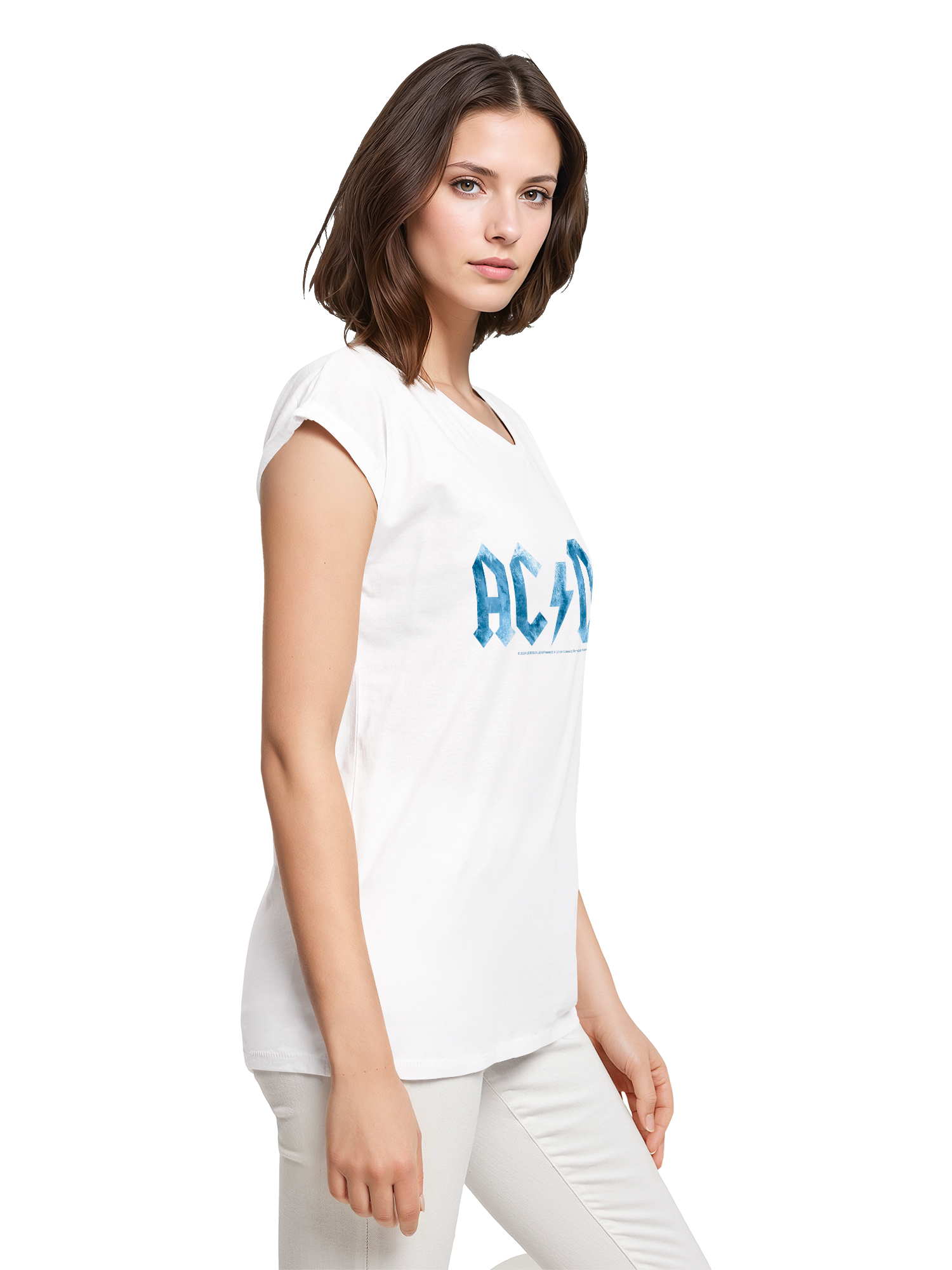 ACDC Blue Ice Logo Mesdames Tee étendu à l'épaule