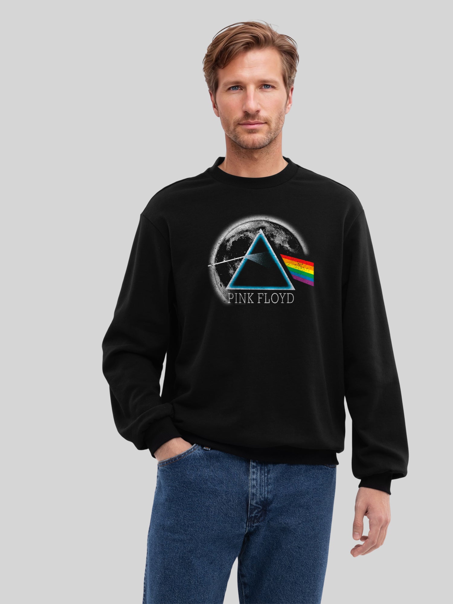 Pink Floyd Dark Side of the Moon Angised Moon con verdaderos espacios en blanco | Suéter regular para hombres
