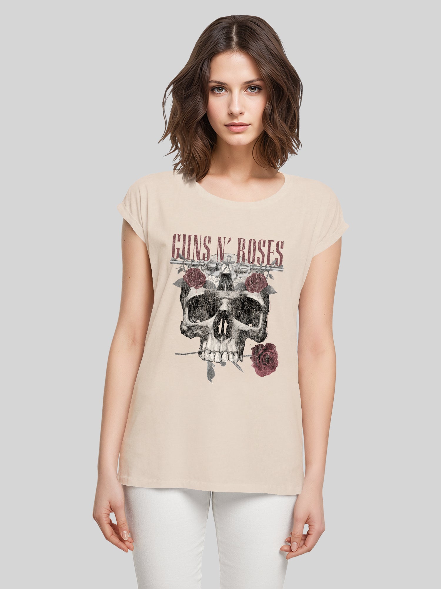Guns N' Roses Damen T-Shirt mit Rosen-Totenkopf