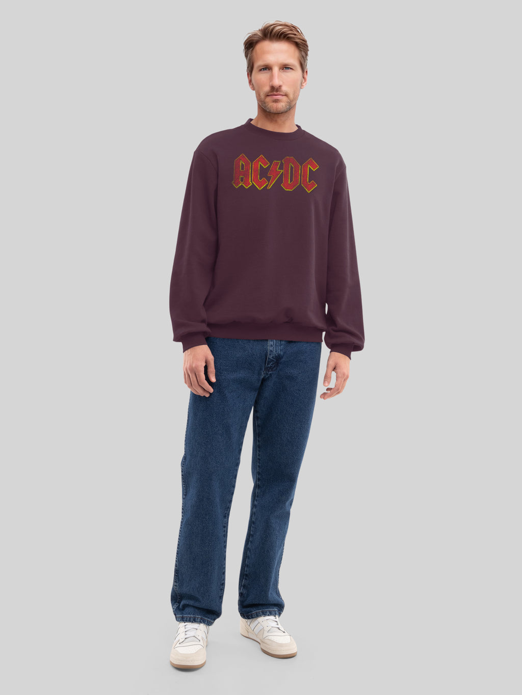 AC/DC Distressed Red Logo Men's Organic Sweatshirt