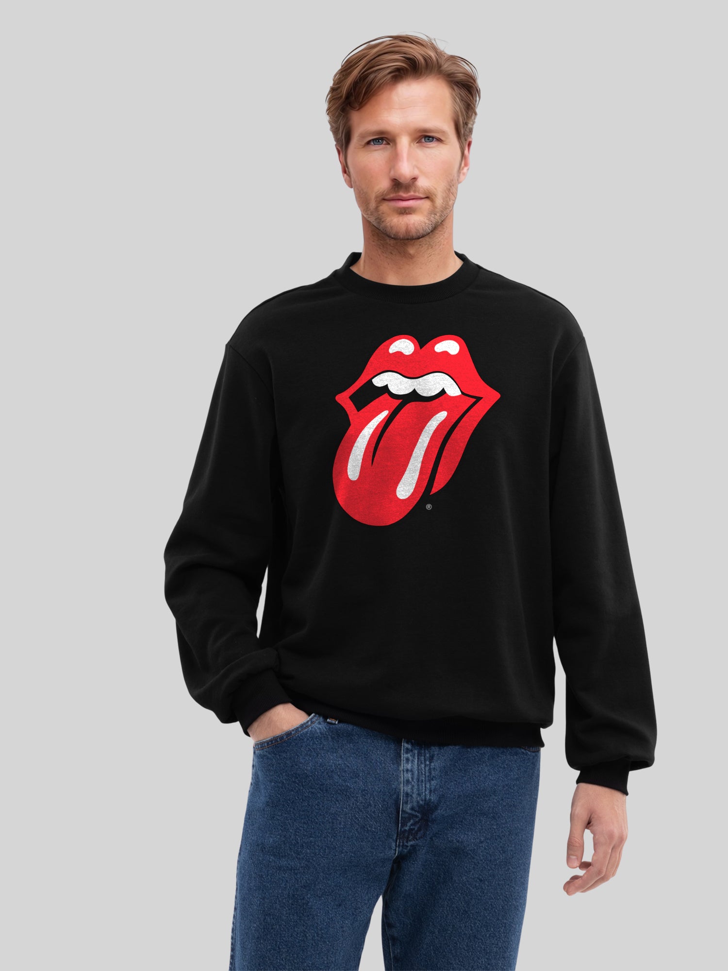 The Rolling Stones Classic Zungen BLK mit echten Blanks | Herrenpullover