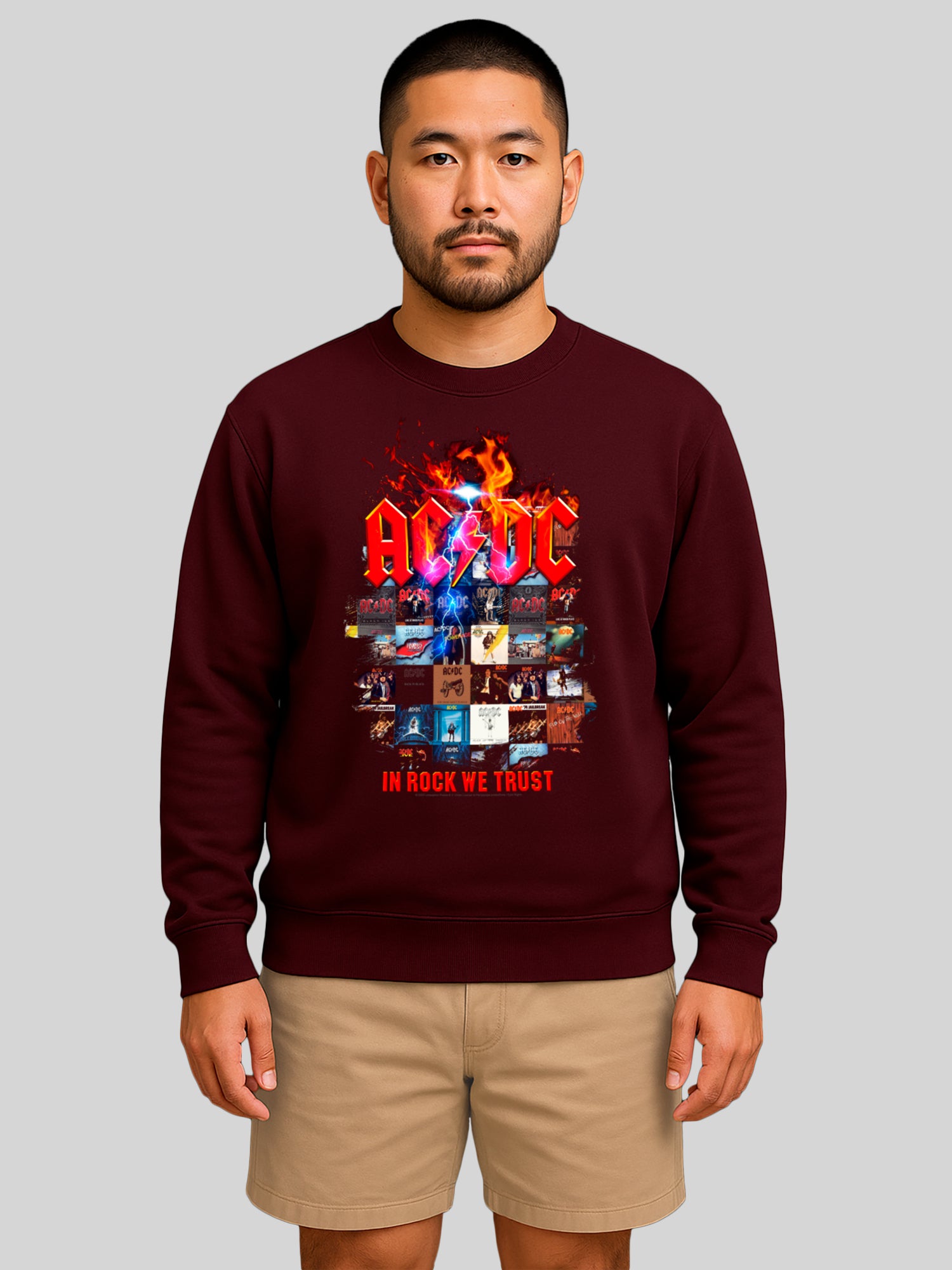 AC/DC In Rock We Trust Album Covers Men's Organic Sweatshirt