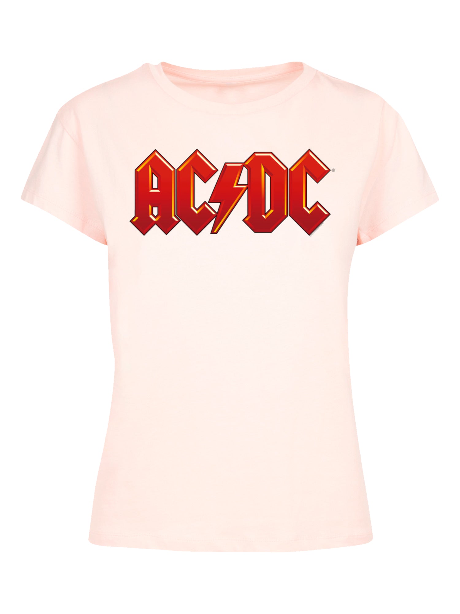 ACDC Damen-Box-T-Shirt mit dunkelrotem Logo