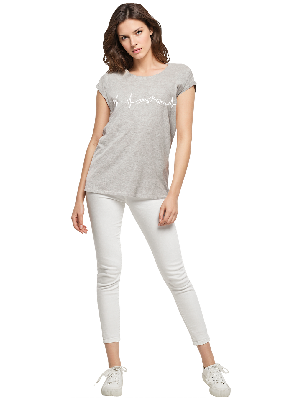 T-shirt pour dames de rythme cardiaque de montagne