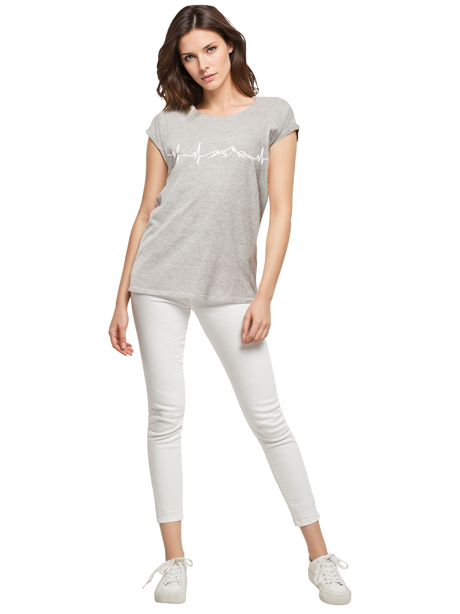 T-shirt pour dames de rythme cardiaque de montagne
