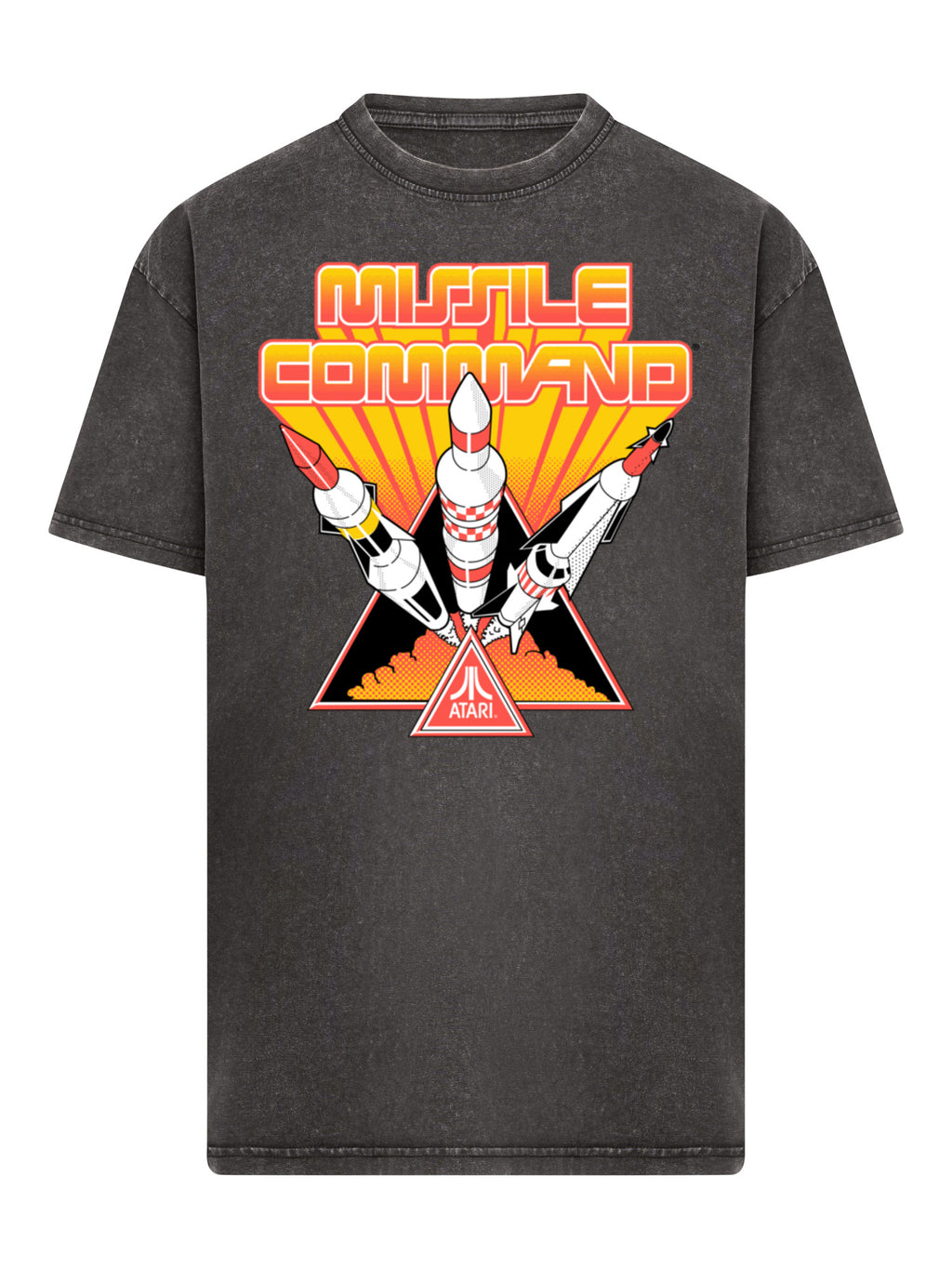 Missile Command Triple Shot Atari Retro Gaming Acid Washed Oversize T-Shirt
