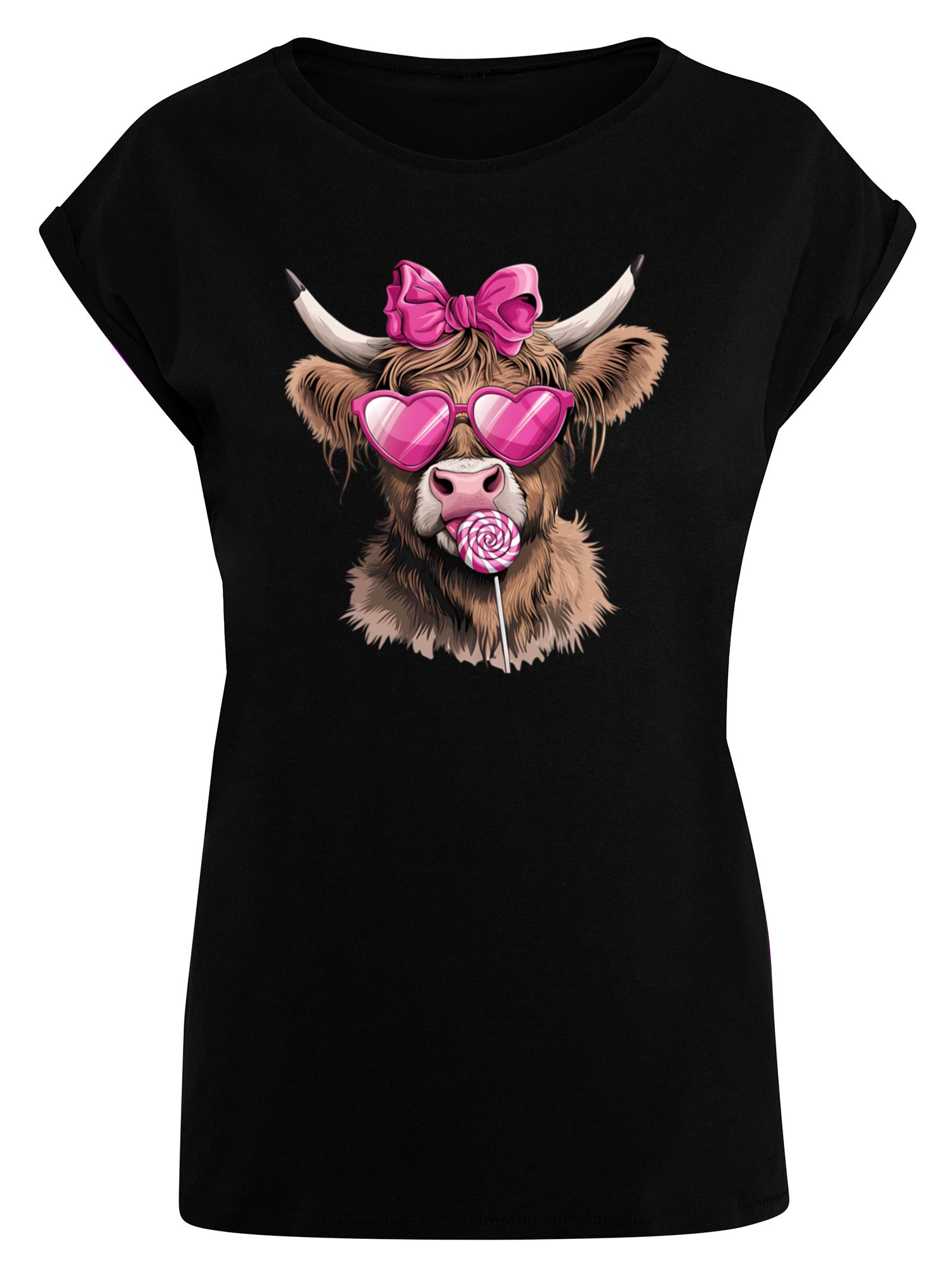 Highland Cow Valentine's Day Gift Ladies T-Shirt