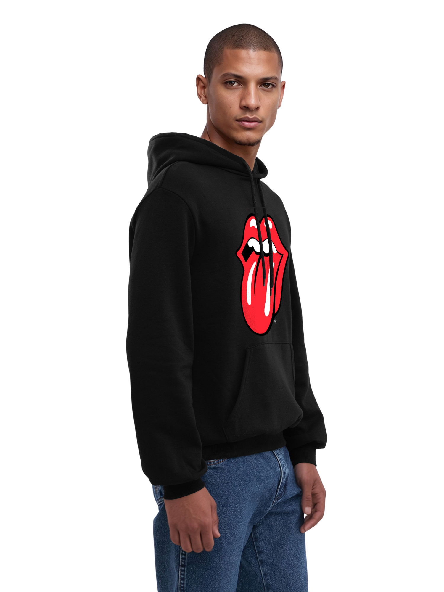 The Rolling Stones Classic Zungen BLK mit echten Blanks | Herren normaler Hoodie