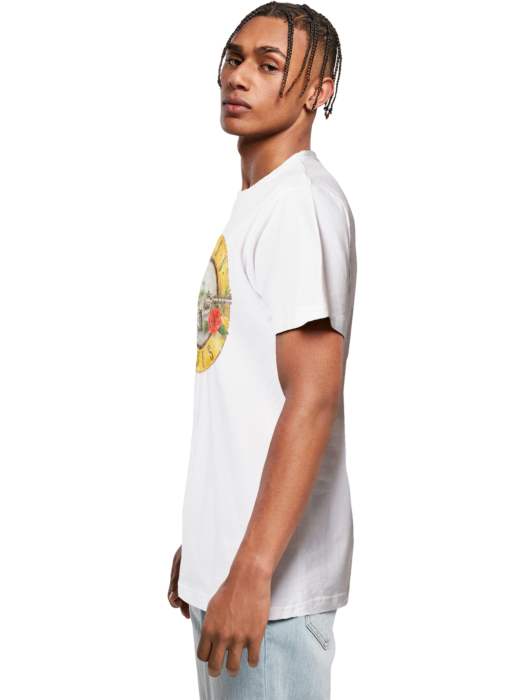 Camiseta redonda de la camiseta del logotipo de la bala de las pistolas 'n' rosas