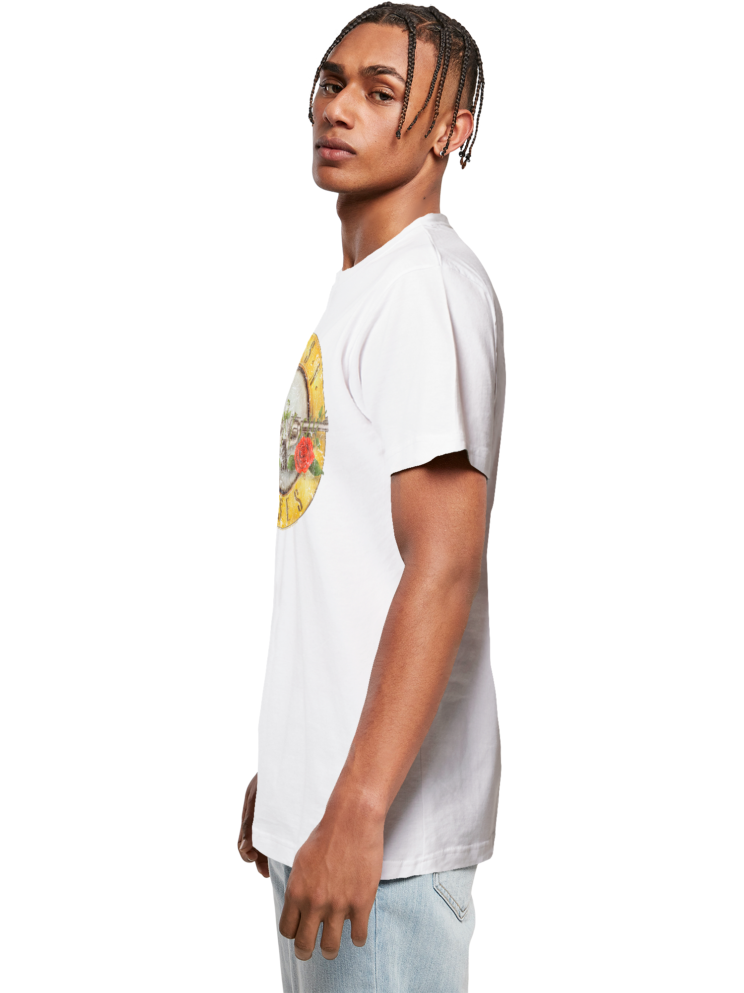 Camiseta redonda de la camiseta del logotipo de la bala de las pistolas 'n' rosas