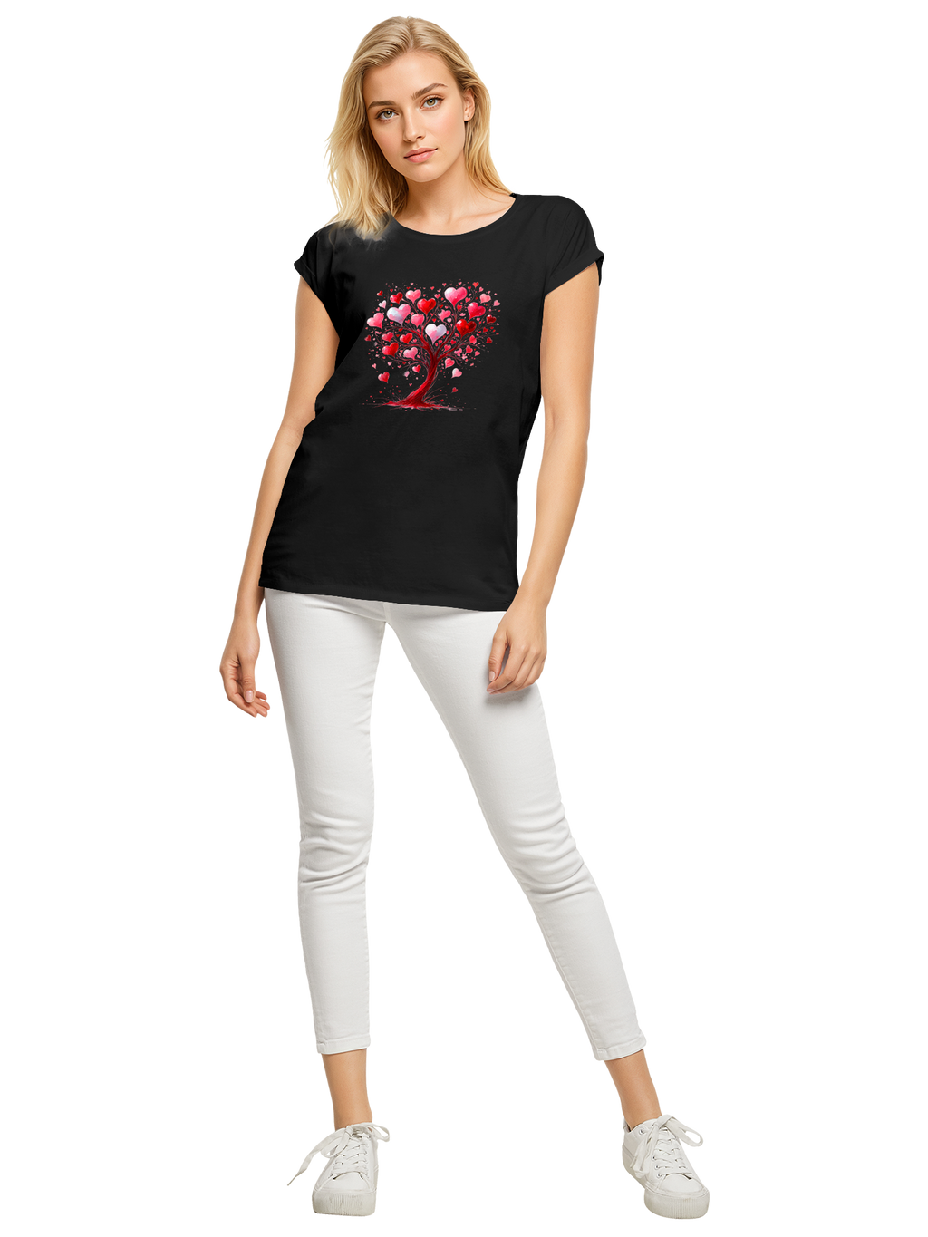 Heart Tree Weracolor Damas Camiseta de hombro extendido