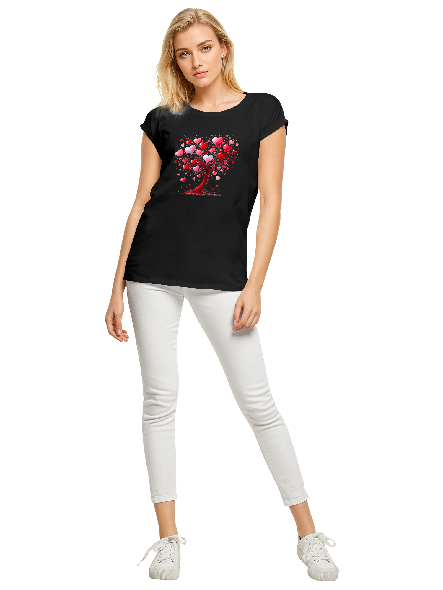 Heart Tree Weracolor Damas Camiseta de hombro extendido