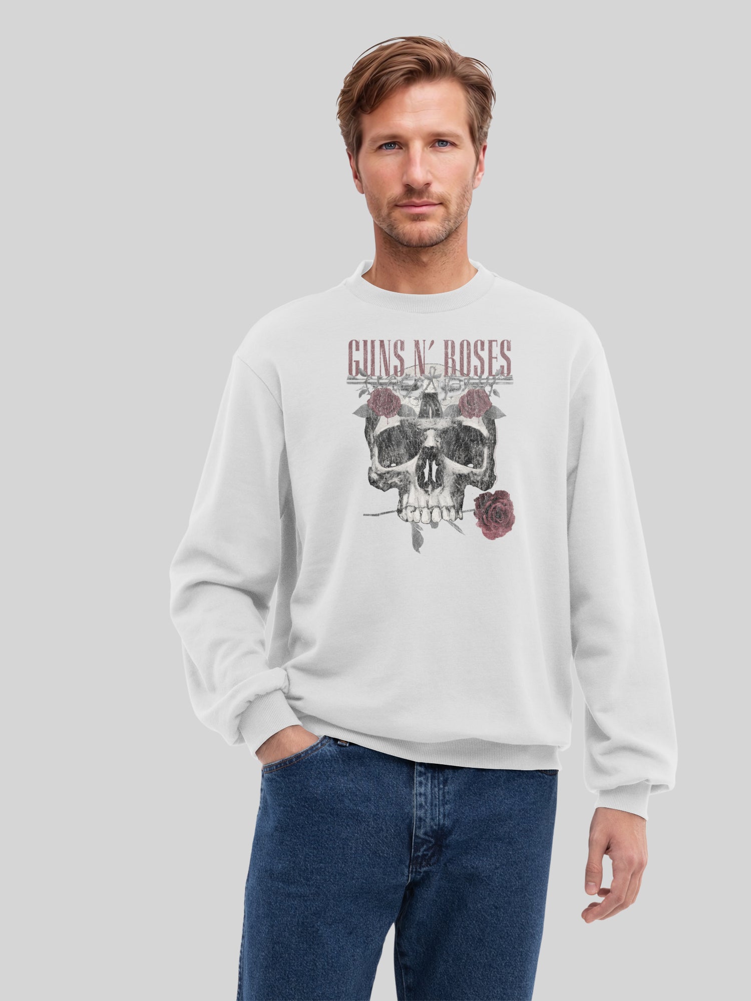Guns N' Roses Herren Sweatshirt mit Rosen-Totenkopf
