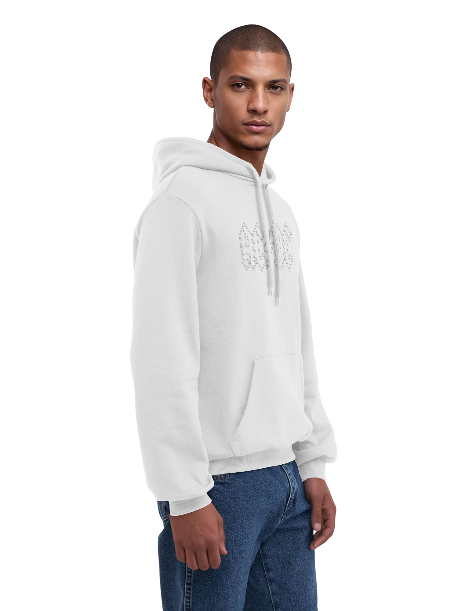 AC/DC Black Outline Logo Organic Hoodie