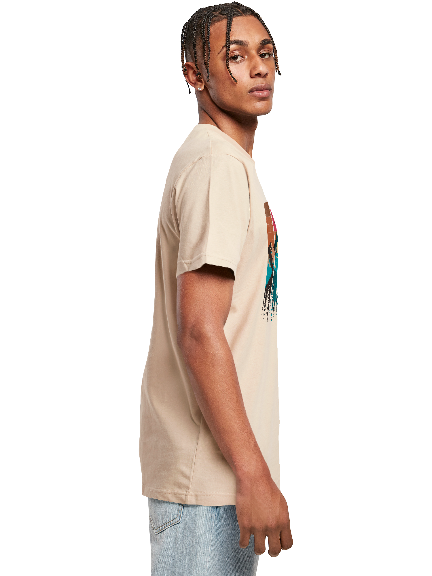 Berg Sonnenuntergang Retro Kunst T-Shirt