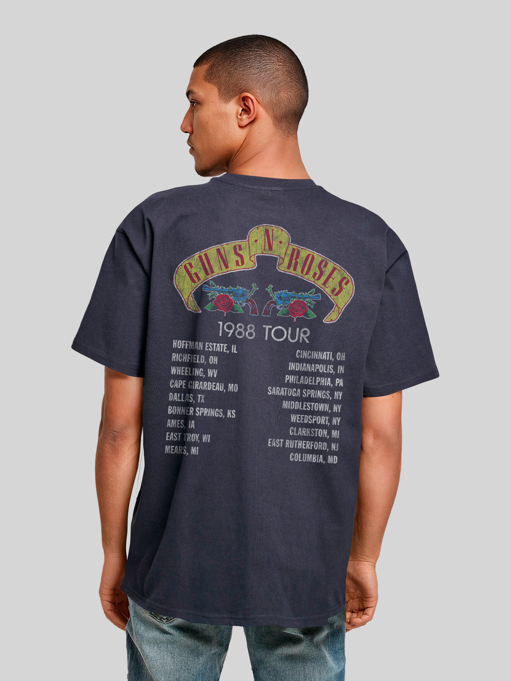Guns N 'Roses 1988 Tour | Camiseta pesada de gran tamaño