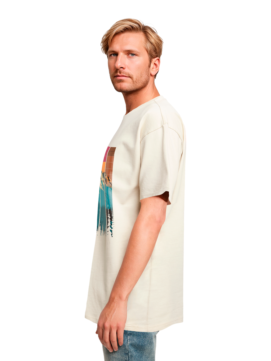 Mountain Sunset Retro Art T-shirt surdimensionné lourd