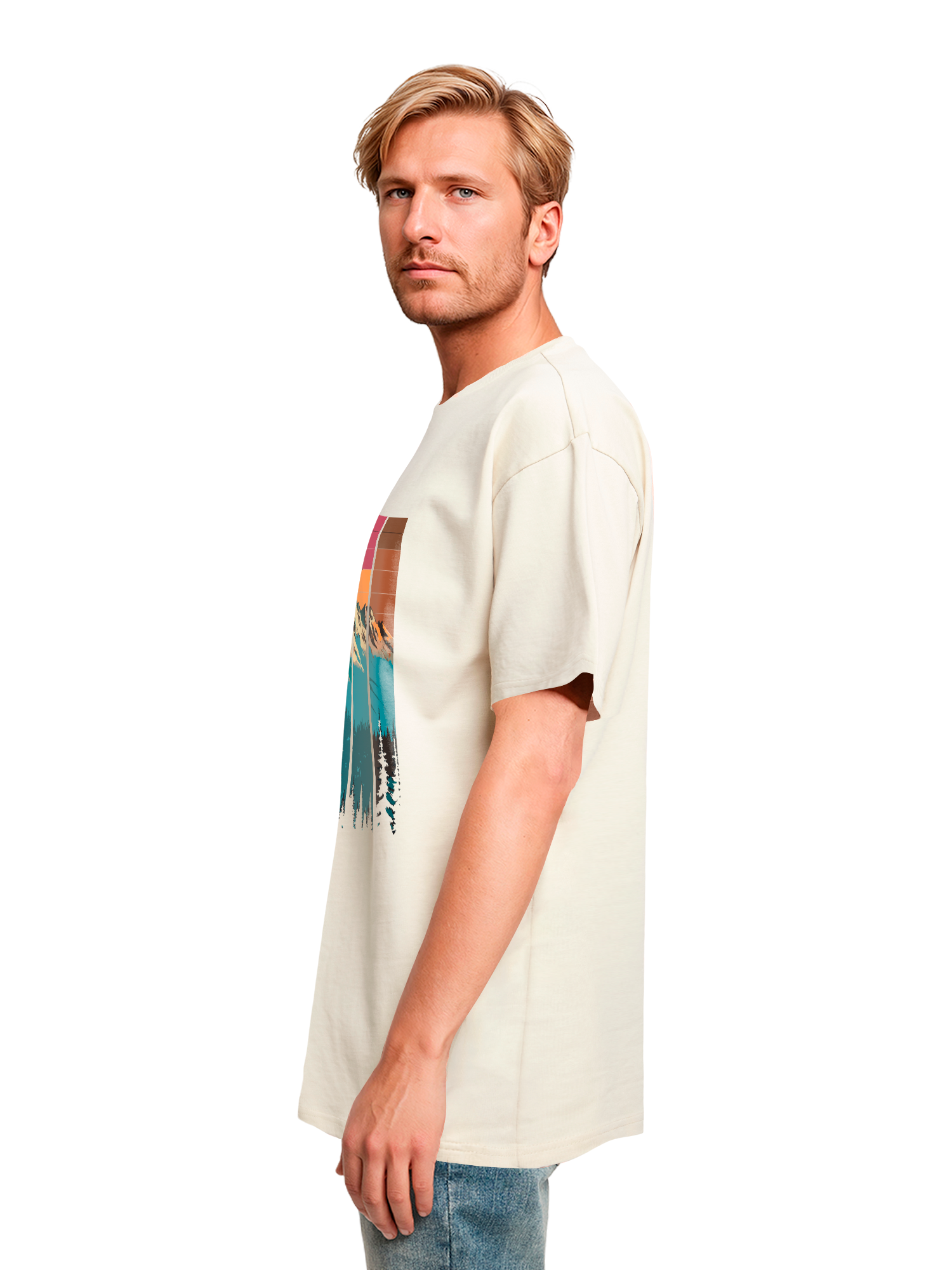 Mountain Sunset Retro Art T-shirt surdimensionné lourd