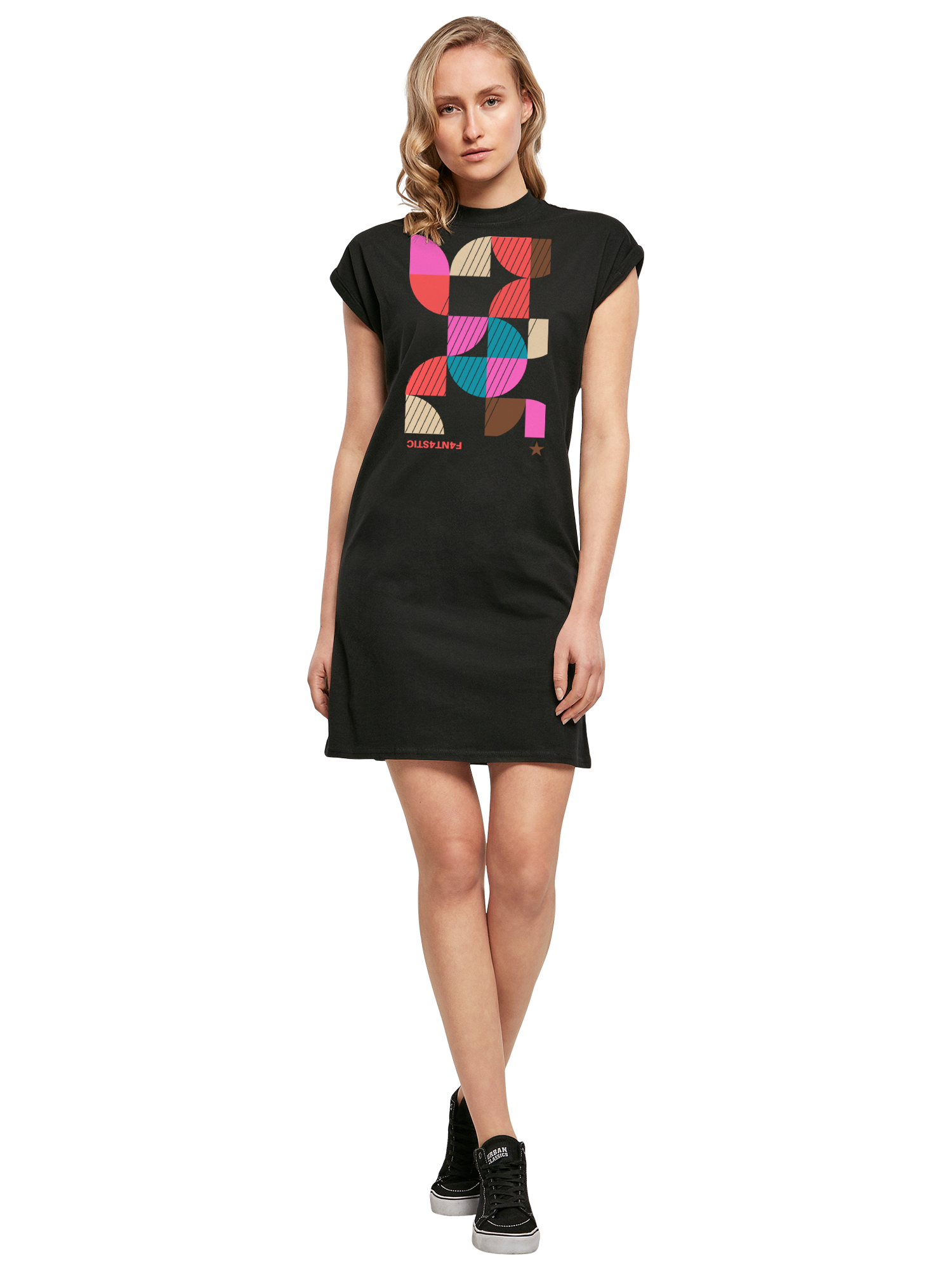 Abstrakt Damen Rollkragen T-Shirt Kleid