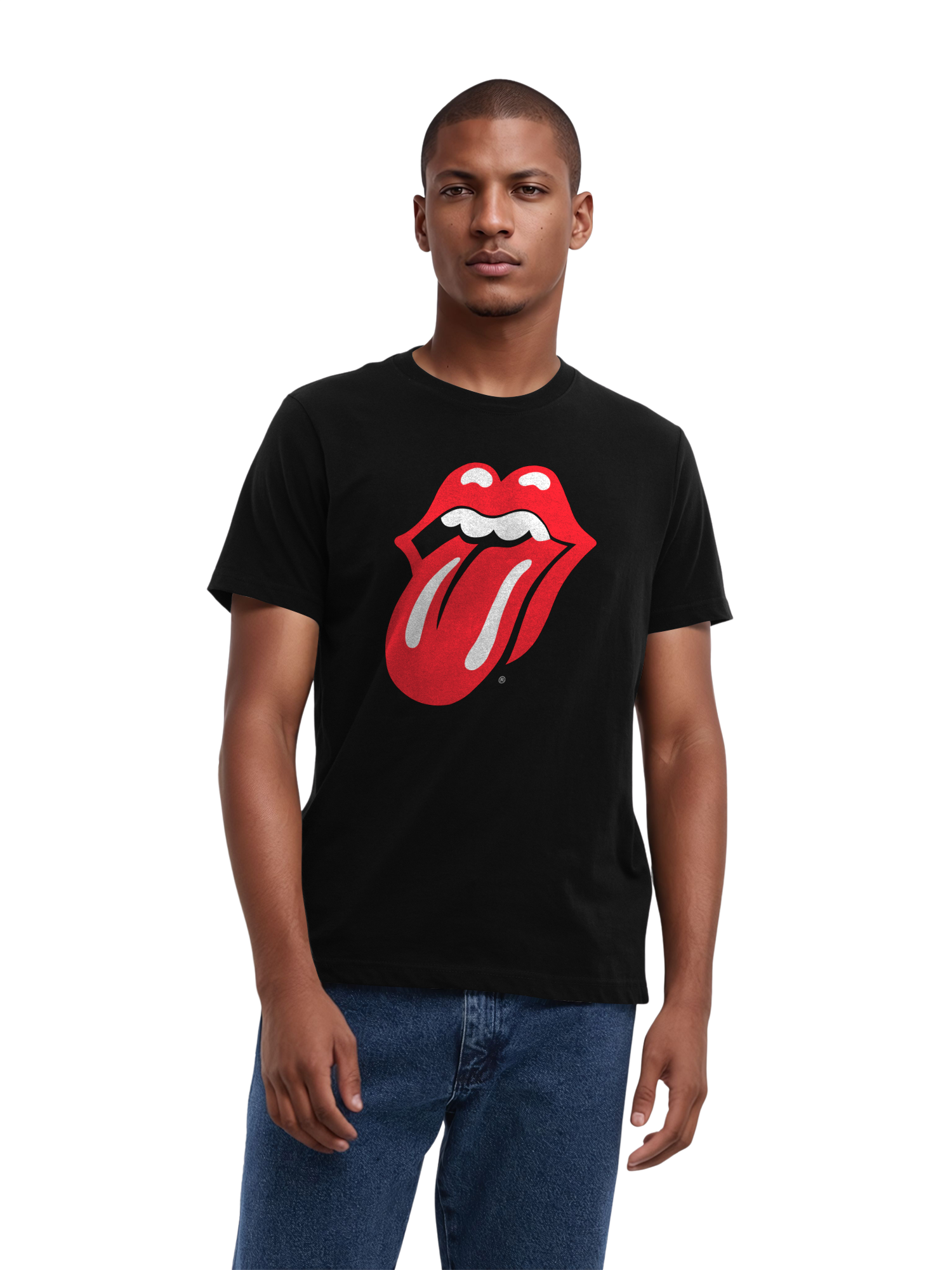 The Rolling Stones Classic Zungen BLK mit echten Blanks | Herren reguläre Abschläge