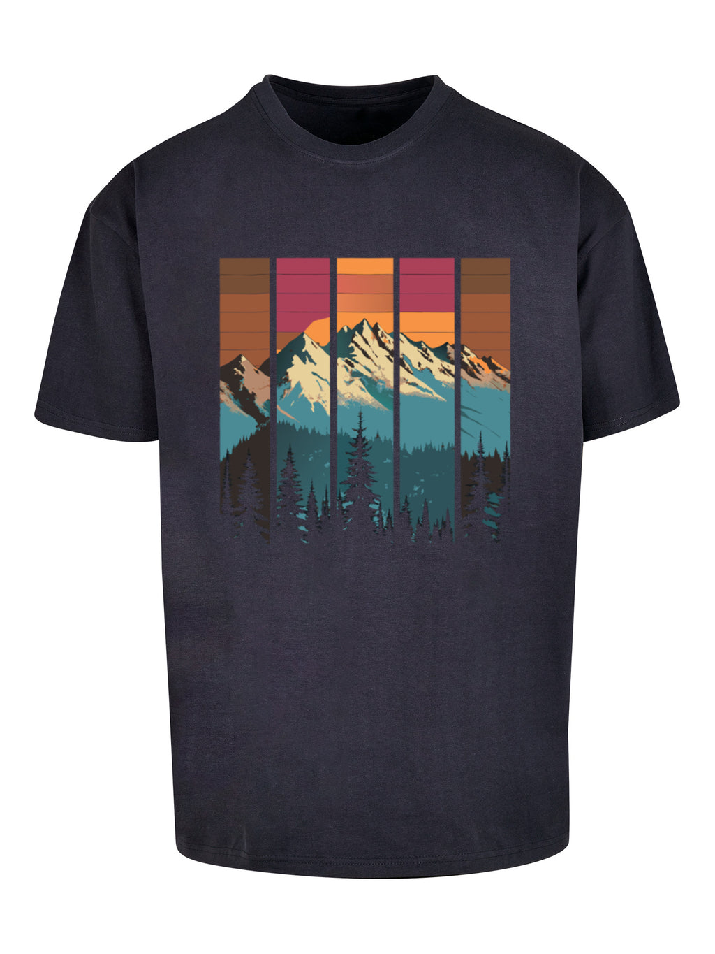 Mountain Sunset Retro Art T-shirt surdimensionné lourd