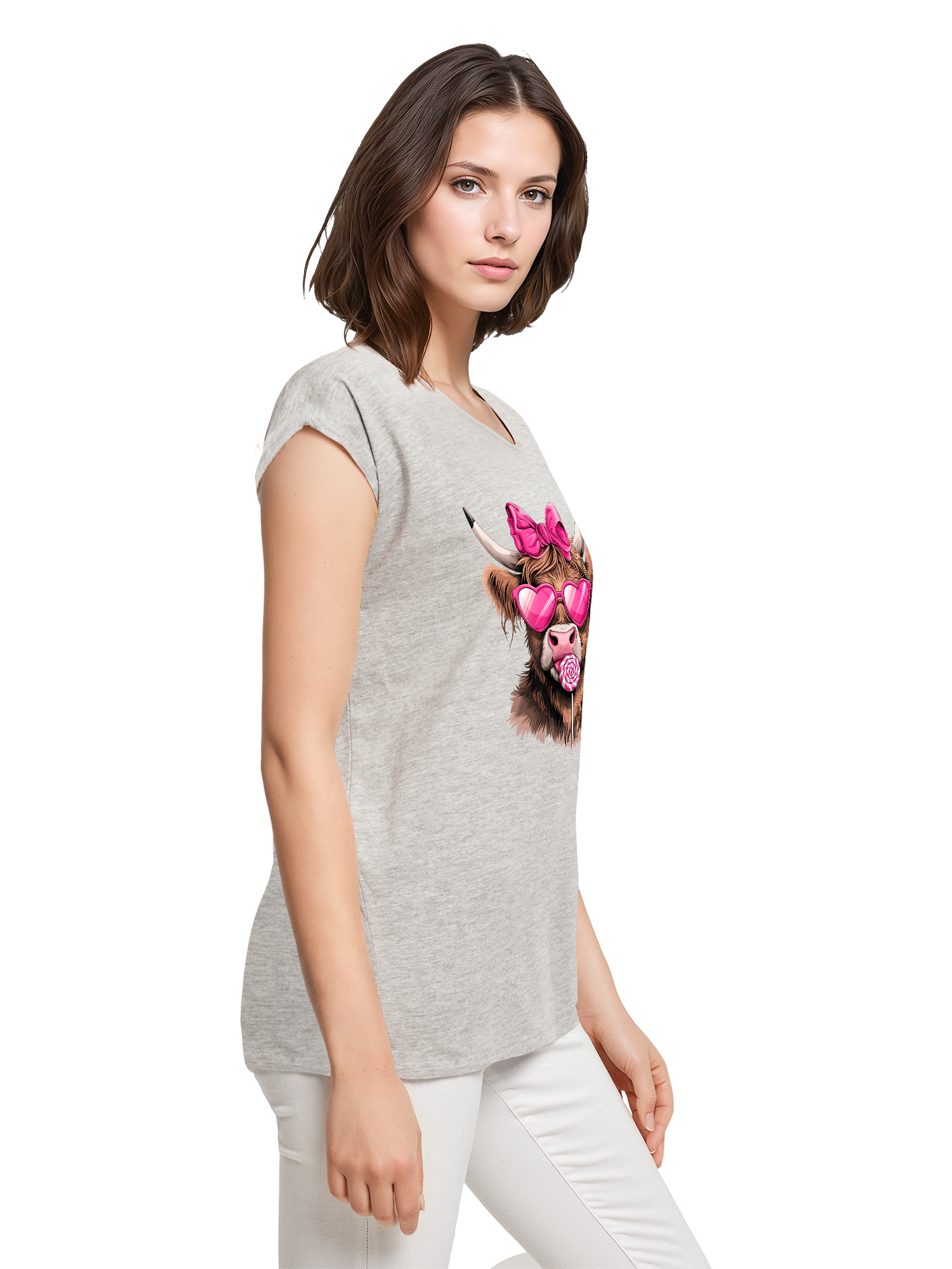 Highland Cow Valentine's Day Gift Ladies T-Shirt