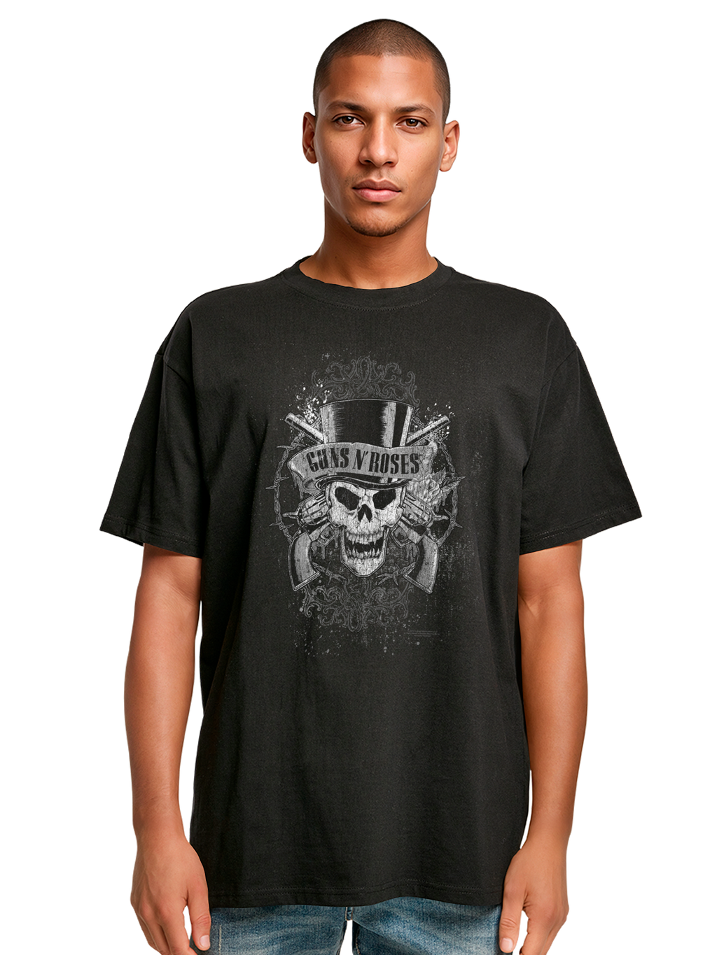 Skull fané des armes à feu | Tee surdimensionné lourd