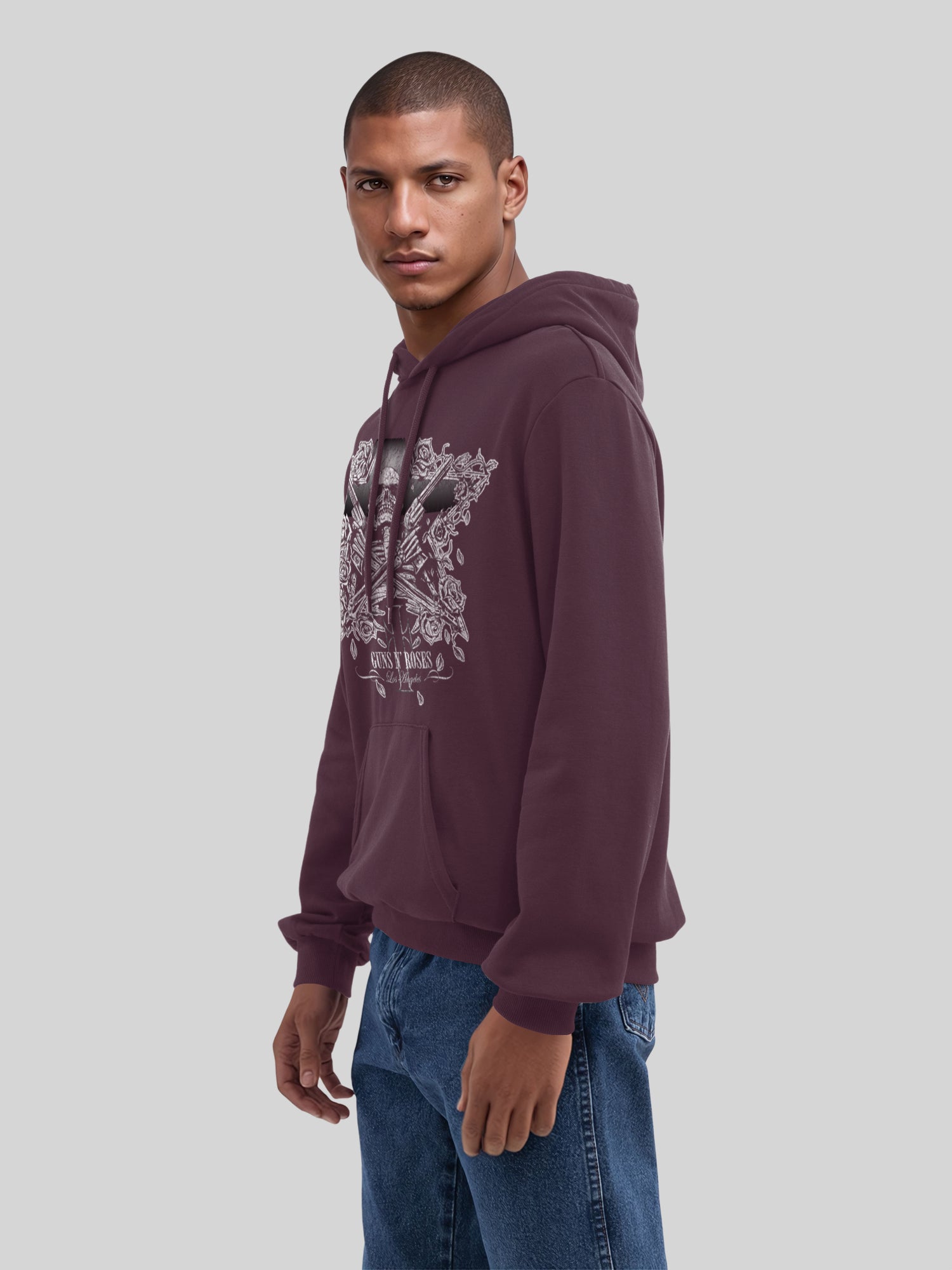 Guns N 'Roses Skeleton pistolas con blancos verdaderos | Sudadera con capucha regular para hombres